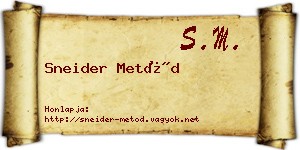 Sneider Metód névjegykártya